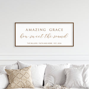 Amazing Grace Custom Family Sign – Classic Hymn Wall Art