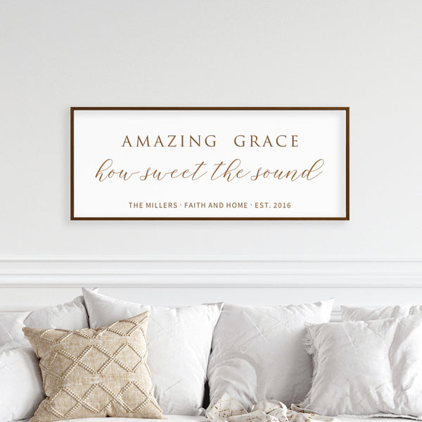 Amazing Grace Custom Family Sign – Classic Hymn Wall Art