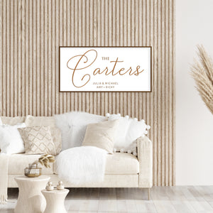 Personalized Last Name Sign with Family Member Names – Elegant Farmhouse Wall Decor