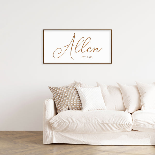 Personalized Last Name Sign with Family Member Names – Elegant Farmhouse Wall Decor