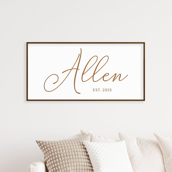 Personalized Last Name Sign with Family Member Names – Elegant Farmhouse Wall Decor