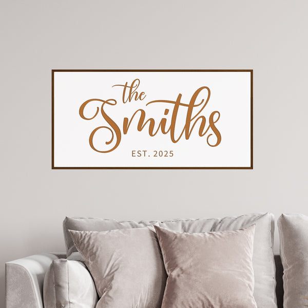 Custom Family Name Sign – Last Name Wall Art with Established Date