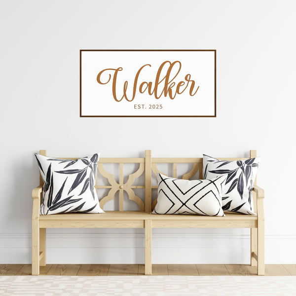 Custom Family Name Sign – Last Name Wall Art with Established Date