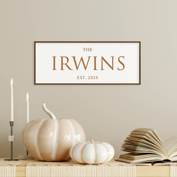 Modern Family Name Sign – Classic Serif Design with Established Year