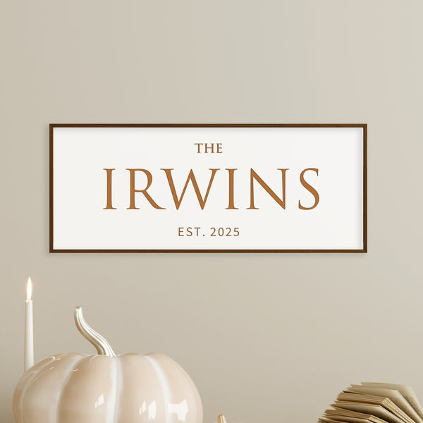 Modern Family Name Sign – Classic Serif Design with Established Year
