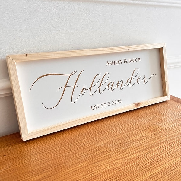 Custom Couple Name Sign – Elegant Personalized Wall Art with Est. Date