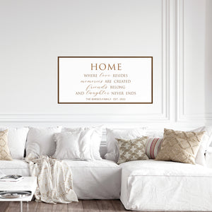 Personalized “Home” Family Wall Art – Cozy Living Room Sign with Names and Date