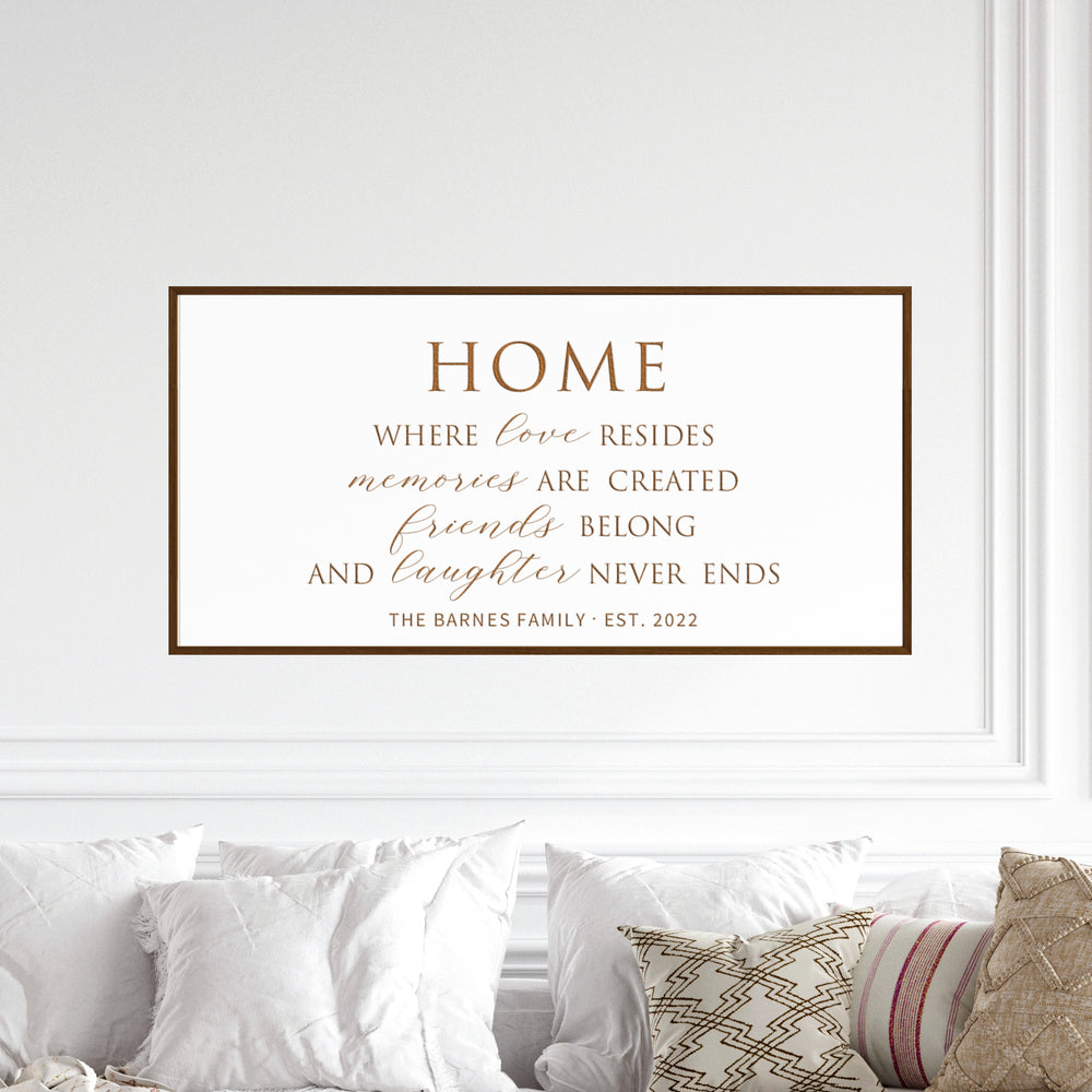 Personalized “Home” Family Wall Art – Cozy Living Room Sign with Names and Date