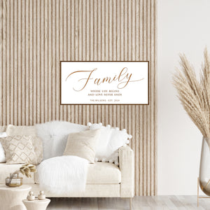 Personalized “Family” Wall Sign – Timeless Living Room Décor with Name and Date