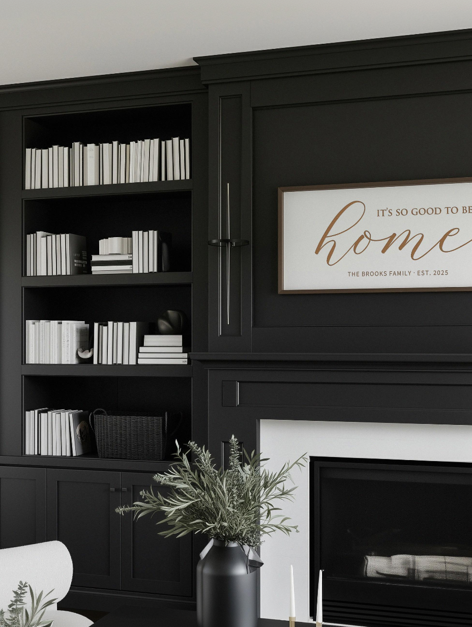 Personalized “Home” Quote Wall Sign – Elegant Living Room Art with Family Name and Year