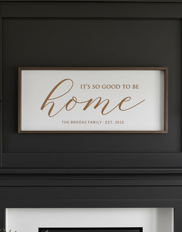 Personalized “Home” Quote Wall Sign – Elegant Living Room Art with Family Name and Year