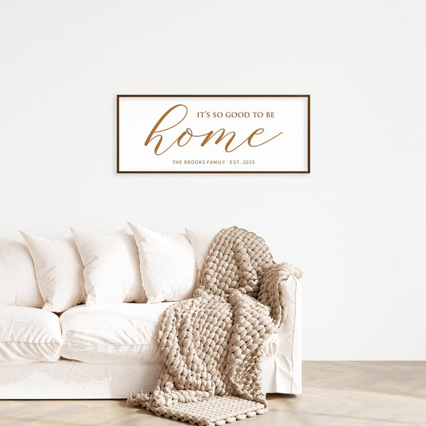 Personalized “Home” Quote Wall Sign – Elegant Living Room Art with Family Name and Year