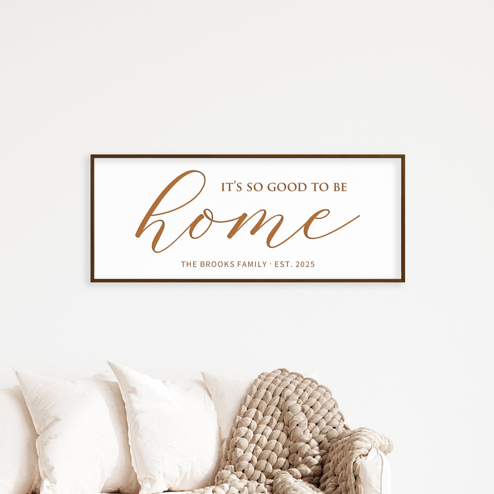 Personalized “Home” Quote Wall Sign – Elegant Living Room Art with Family Name and Year