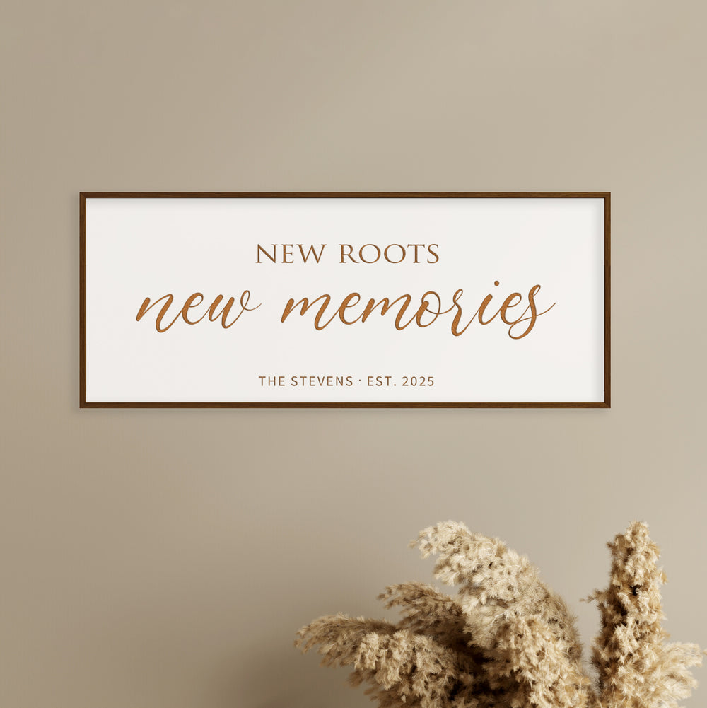 "New Roots, New Memories" – Personalized Family Wall Sign for a Fresh Start