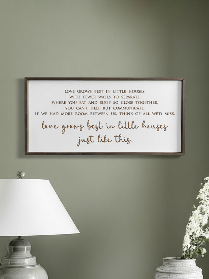 Personalized “Love Grows Best in Little Houses” Wall Sign – Cozy Home Quote for Small Spaces