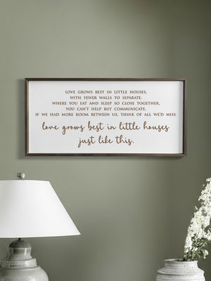 Personalized “Love Grows Best in Little Houses” Wall Sign – Cozy Home Quote for Small Spaces