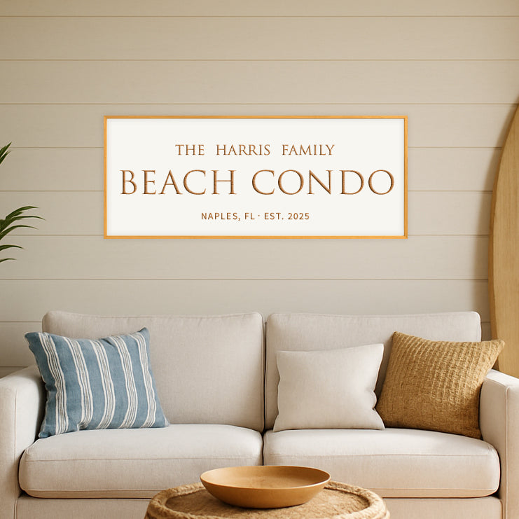 Personalized “Beach Condo” Family Sign – Coastal Wall Art for Vacation Homes