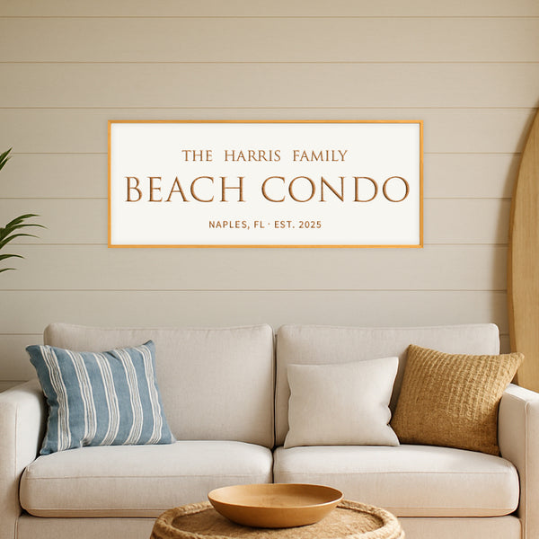 Personalized “Beach Condo” Family Sign – Coastal Wall Art for Vacation Homes
