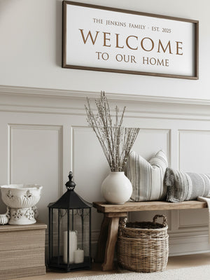 Personalized “Welcome to Our Home” Sign – A Heartfelt Touch for Your Entrywa