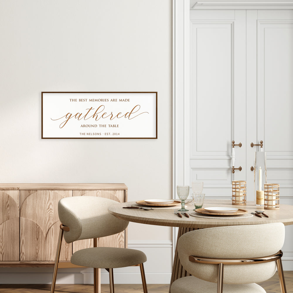 Personalized “Gathered Around the Table” Sign – Dining Room Wall Art with Family Name