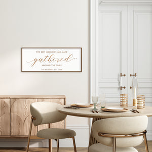 Personalized “Gathered Around the Table” Sign – Dining Room Wall Art with Family Name