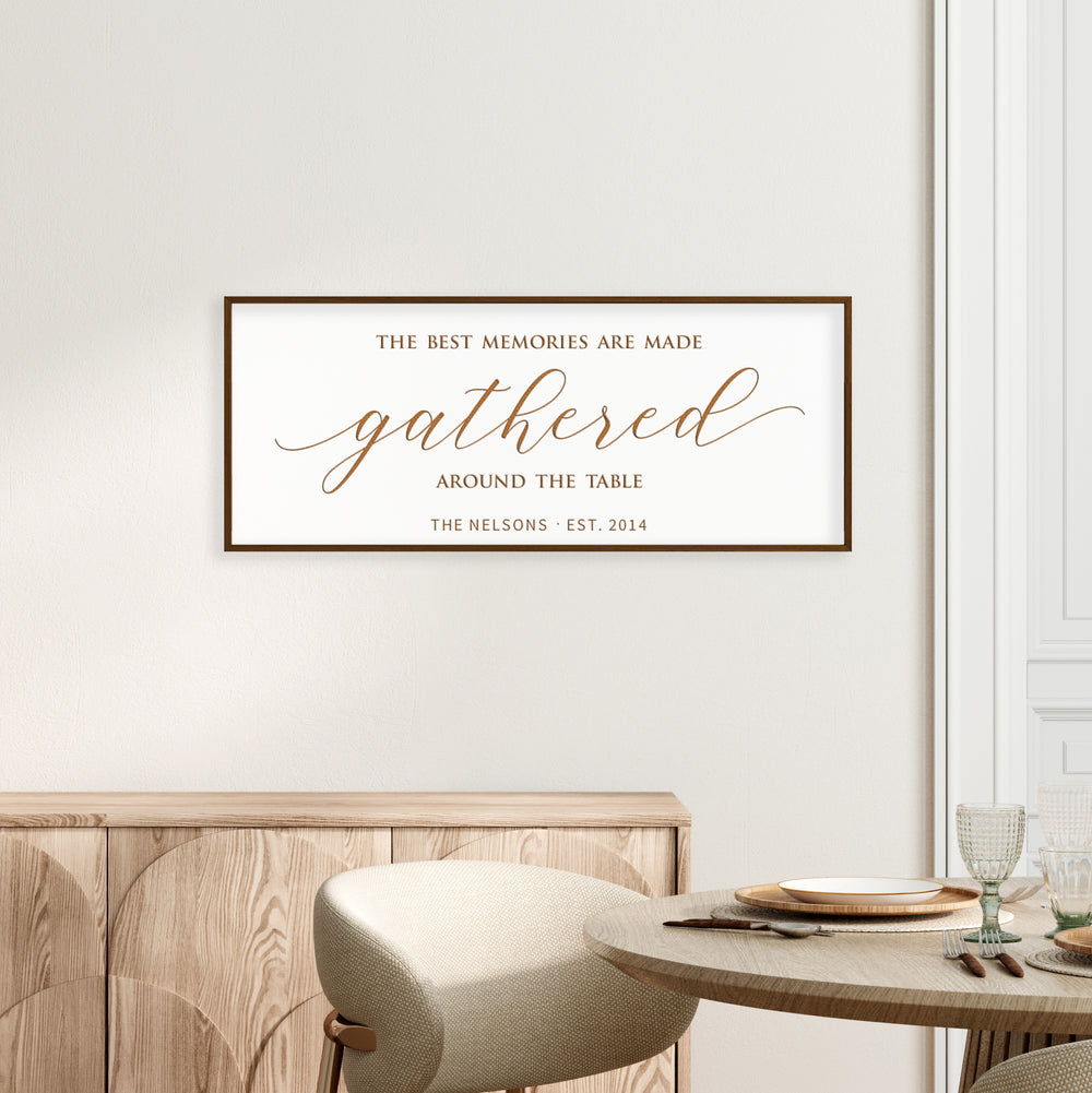 Personalized “Gathered Around the Table” Sign – Dining Room Wall Art with Family Name