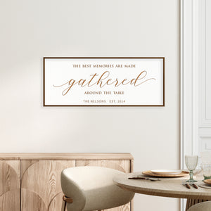 Personalized “Gathered Around the Table” Sign – Dining Room Wall Art with Family Name