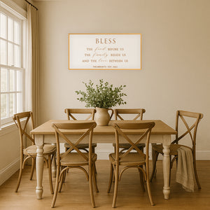 Personalized “Bless the Food, Family, and Love” Sign – Custom Dining Room Wall Art