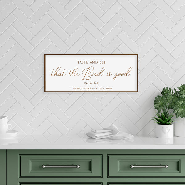 Personalized “Taste and See” Kitchen Scripture Sign – Psalm 34:8 Wall Art