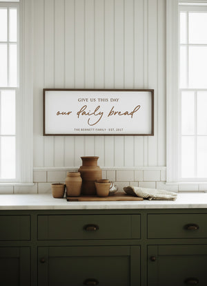 Our Daily Bread Wall Sign – Faith-Inspired Kitchen Art with Family Name