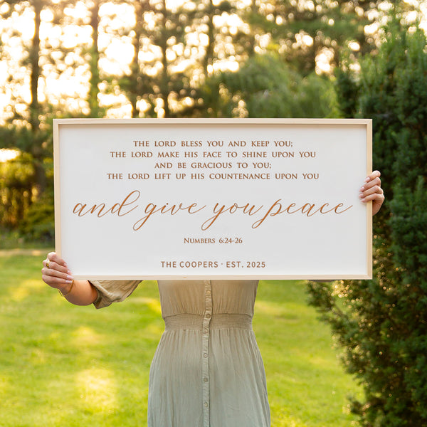 “And Give You Peace” Personalized Blessing Sign – Numbers 6:24-26 Scripture Wall Art