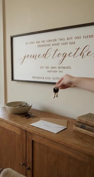 “Joined Together” Personalized Scripture Sign – Matthew 19:6 Wedding & Anniversary Wall Art
