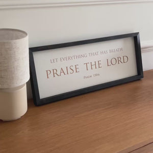 “Praise the Lord” Psalm 150:6 Sign – Personalized Engraved Scripture Wall Art with Family Name & Established Date