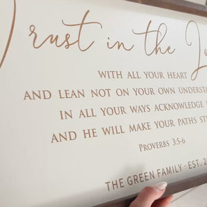 “Trust in the Lord” Personalized Scripture Wall Art – Proverbs 3:5-6 Christian Home Decor