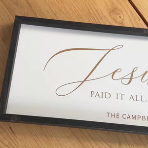 “Jesus Paid It All” Family Wall Sign – Personalized Living Room Scripture Art