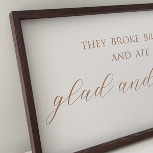 Personalized “Glad and Sincere Hearts” Scripture Wall Art – Acts 2:46 Dining Room Sign