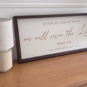“We Will Serve the Lord” Joshua 24:15 Sign – Personalized Scripture Wall Art with Family Name & Year