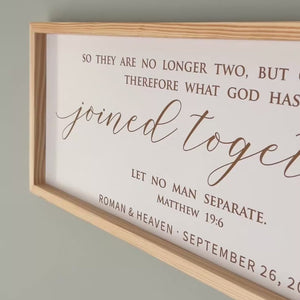 “Joined Together” Personalized Scripture Sign – Matthew 19:6 Wedding & Anniversary Wall Art