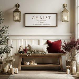 “Christ the Savior Is Born” Engraved Christmas Wall Sign – Personalized Holiday Home Décor