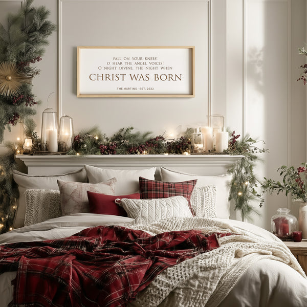 “Fall On Your Knees” Engraved Christmas Wall Sign – O Holy Night Scripture Art
