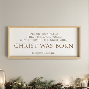“Fall On Your Knees” Engraved Christmas Wall Sign – O Holy Night Scripture Art