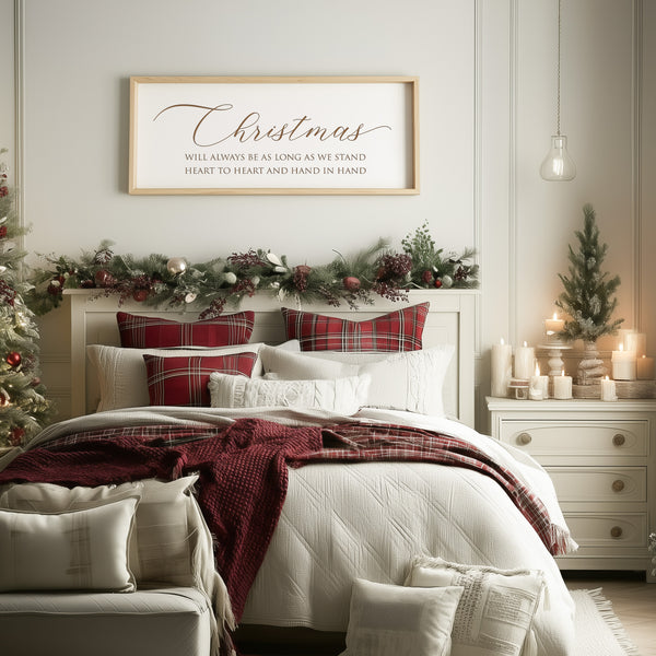 “Christmas Will Always Be” Engraved Wall Sign – Personalized Holiday Home Décor