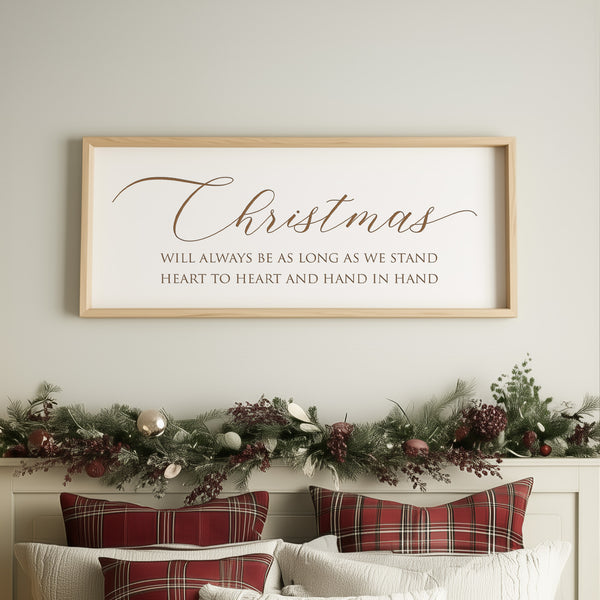 “Christmas Will Always Be” Engraved Wall Sign – Personalized Holiday Home Décor