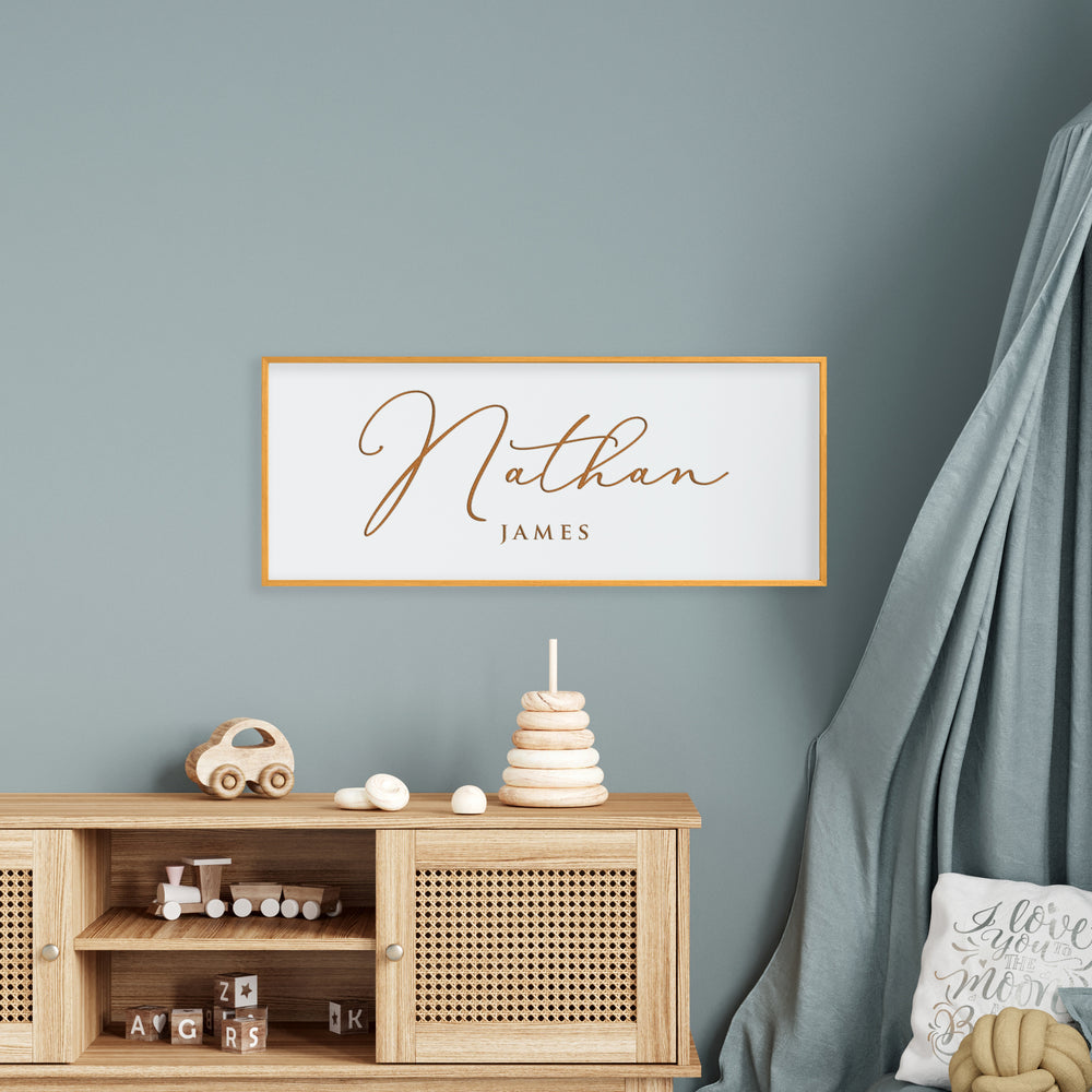 Personalized Baby Name Sign – Elegant Engraved Wall Art with First and Middle Name – Nursery Room Décor
