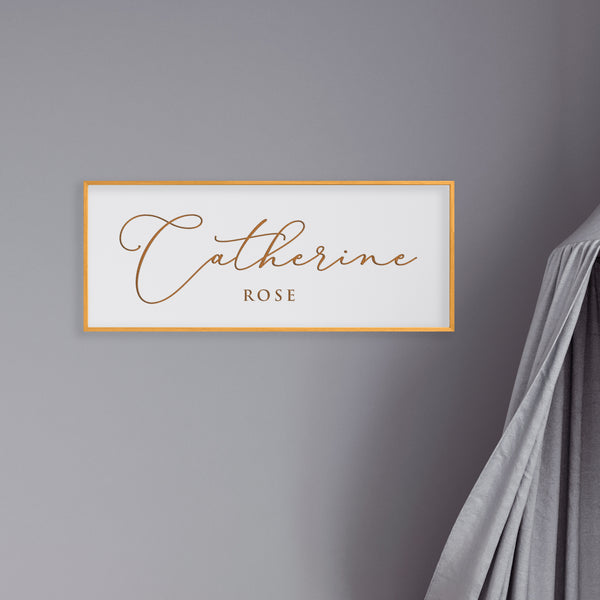 Personalized Baby Name Sign – Elegant Engraved Wall Art with First and Middle Name – Nursery Room Décor
