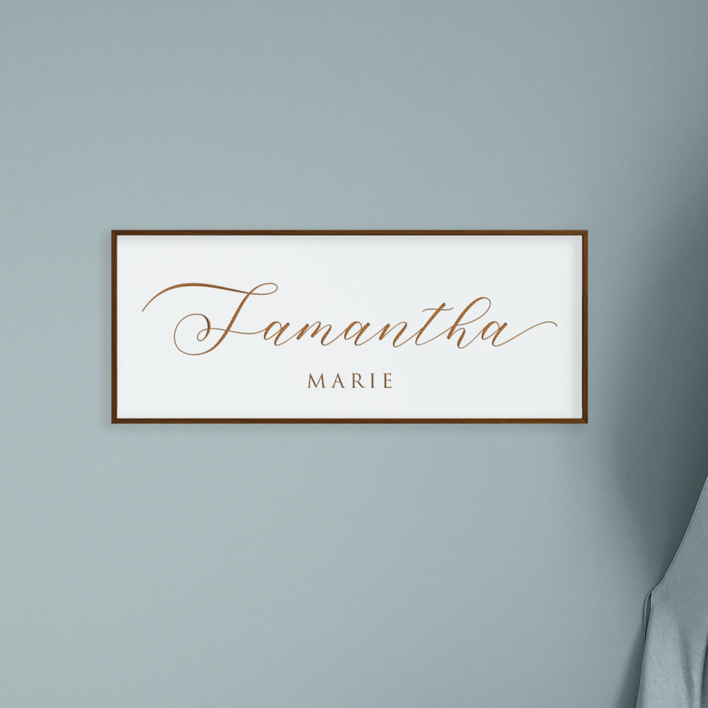 Custom Engraved Name Sign – Minimalist Nursery Wall Art with Baby’s First and Middle Name – Personalized Baby Décor
