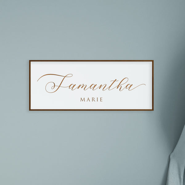 Custom Engraved Name Sign – Minimalist Nursery Wall Art with Baby’s First and Middle Name – Personalized Baby Décor