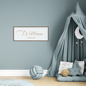 Custom Engraved Name Sign – Minimalist Nursery Wall Art with Baby’s First and Middle Name – Personalized Baby Décor