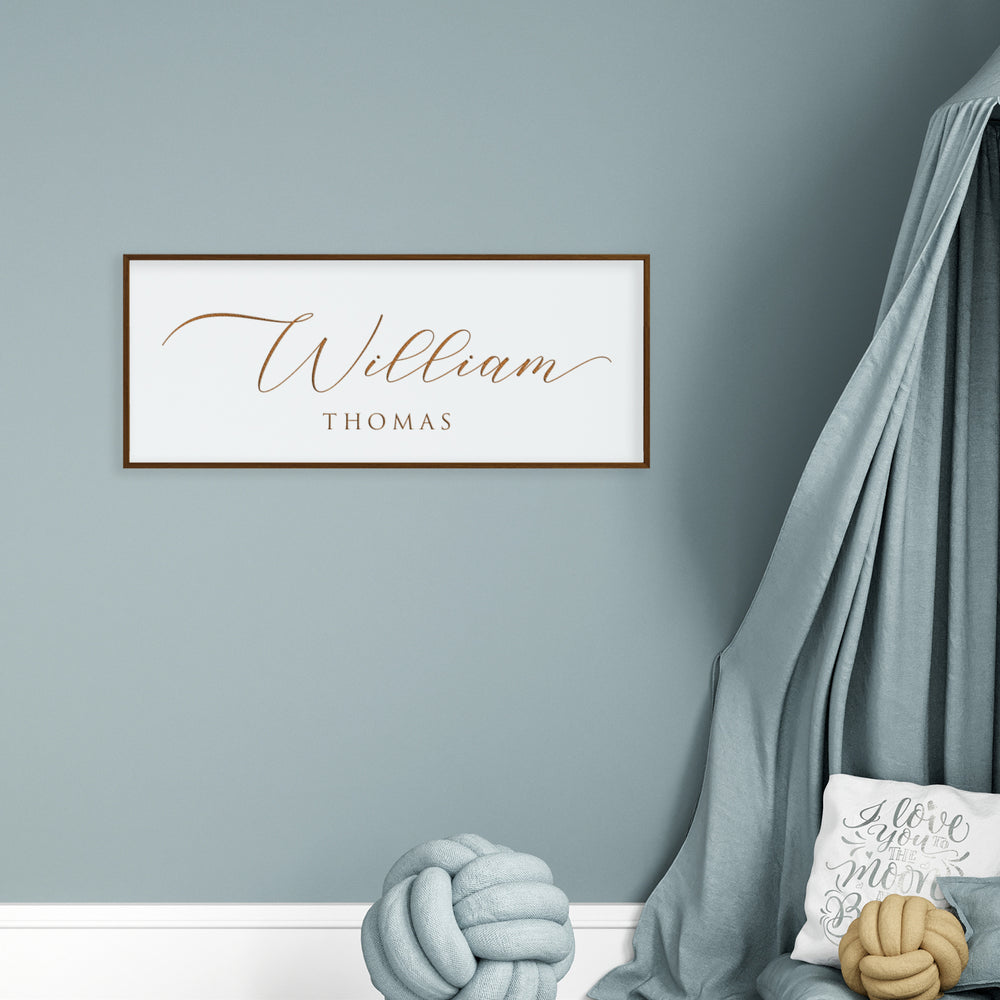 Custom Engraved Name Sign – Minimalist Nursery Wall Art with Baby’s First and Middle Name – Personalized Baby Décor