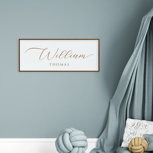 Custom Engraved Name Sign – Minimalist Nursery Wall Art with Baby’s First and Middle Name – Personalized Baby Décor